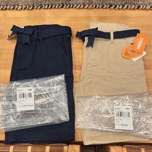 Gymboree uniform shorts in Navy and Beige -Bow-Tie Shorts